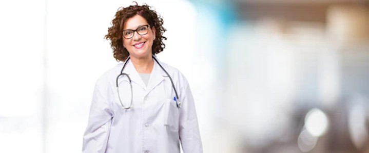 healthcare professional with lab coat
